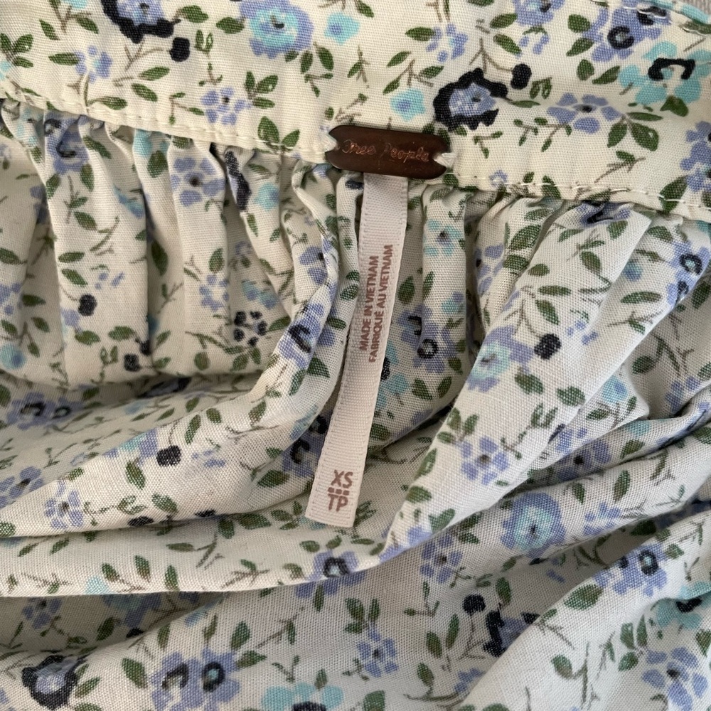 Free People Petunia Mini Dress; Ditsy Floral Cream & Blue - Picture 9 of 10